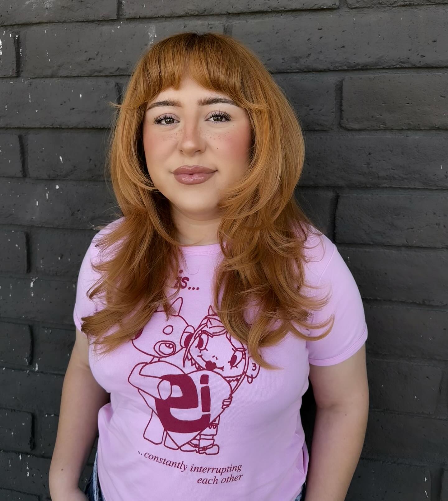 Layered Copper Hair with Soft Bangs