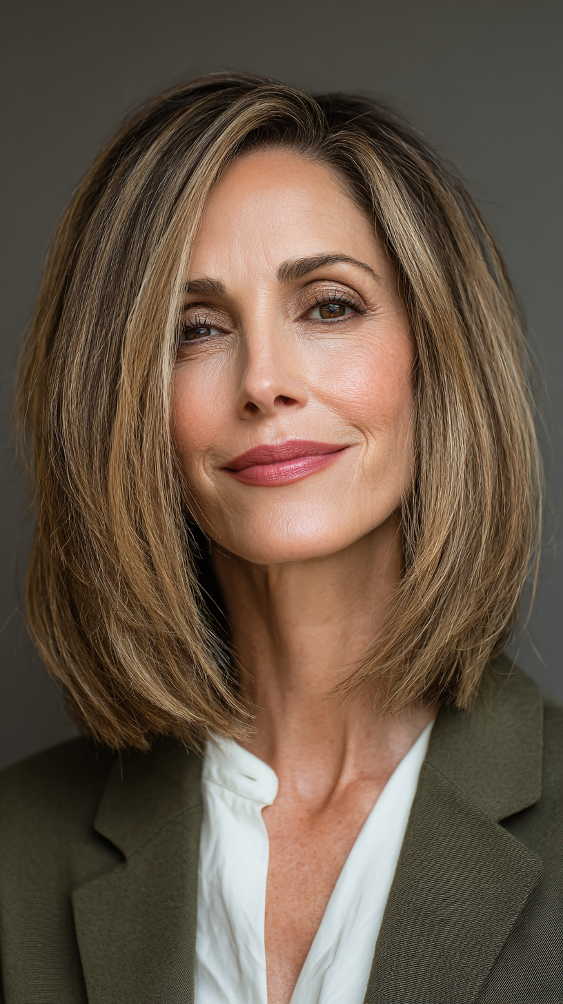 Chic Layered Bob with Subtle Highlights