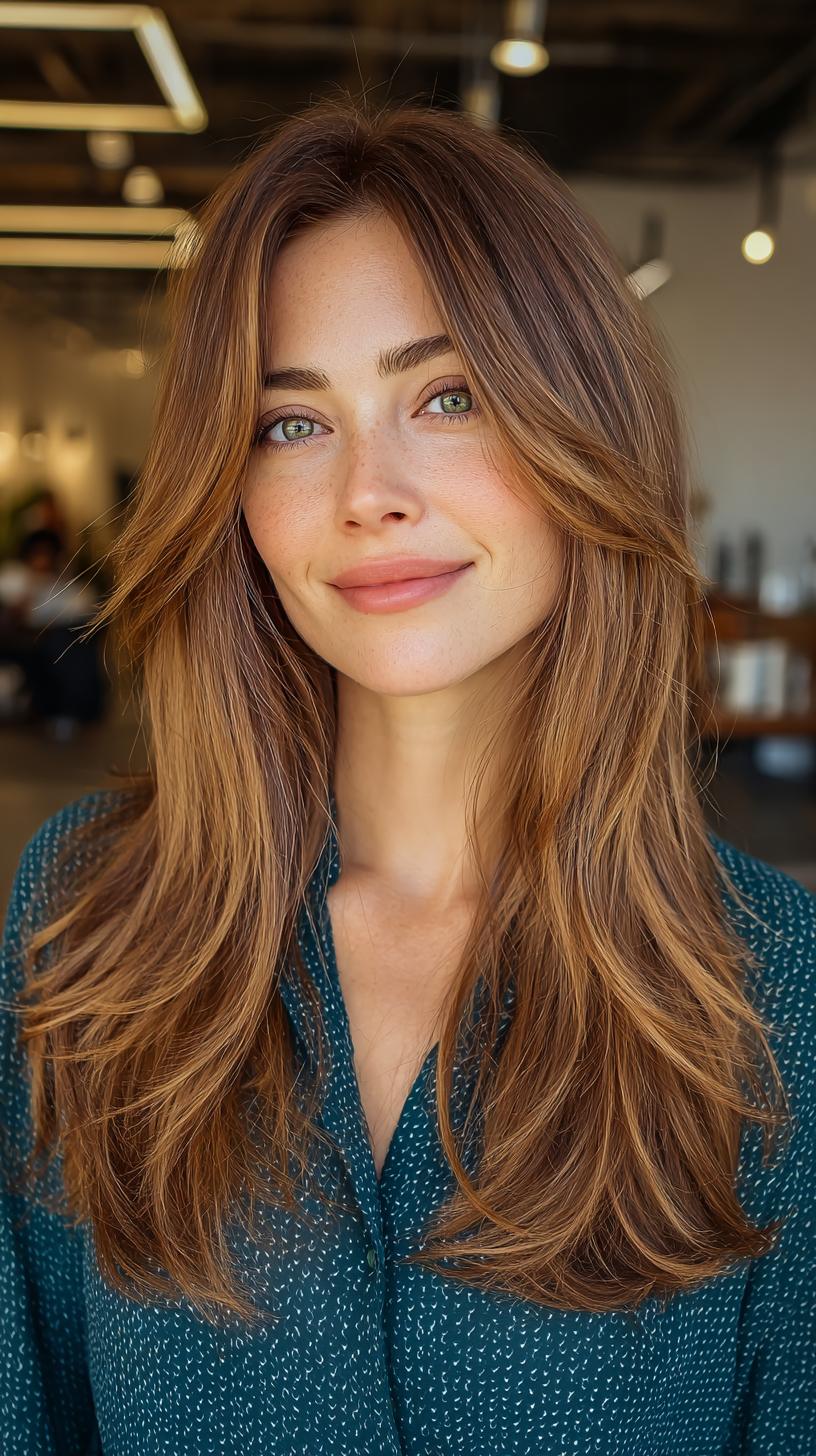 Dynamic Long Layered Cut with Face-Framing Highlights