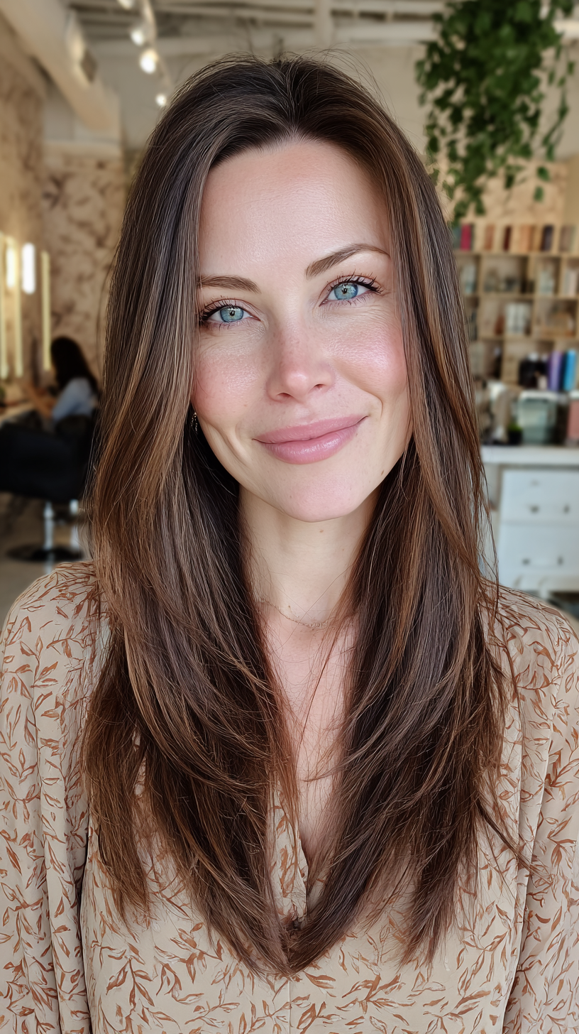 Effortless Long Layered Cut with Subtle Movement