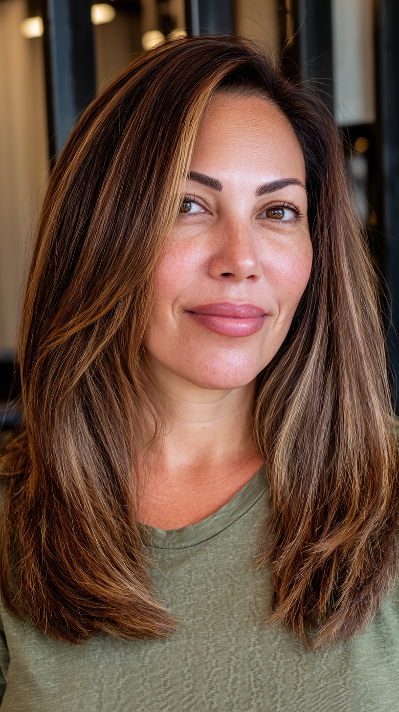 Elegant Long Layered Cut with Subtle Highlights