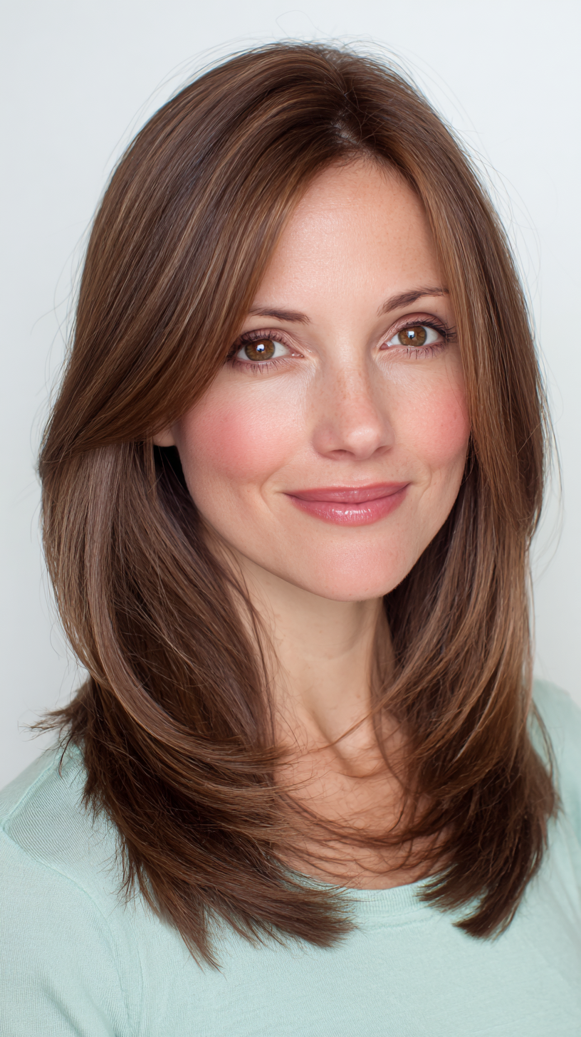 Elegant Medium Layered Cut with Soft Face-Framing Layers