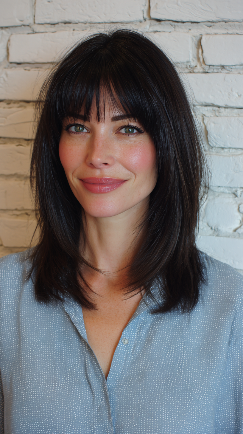 Modern Medium Layered Cut with Soft Bangs