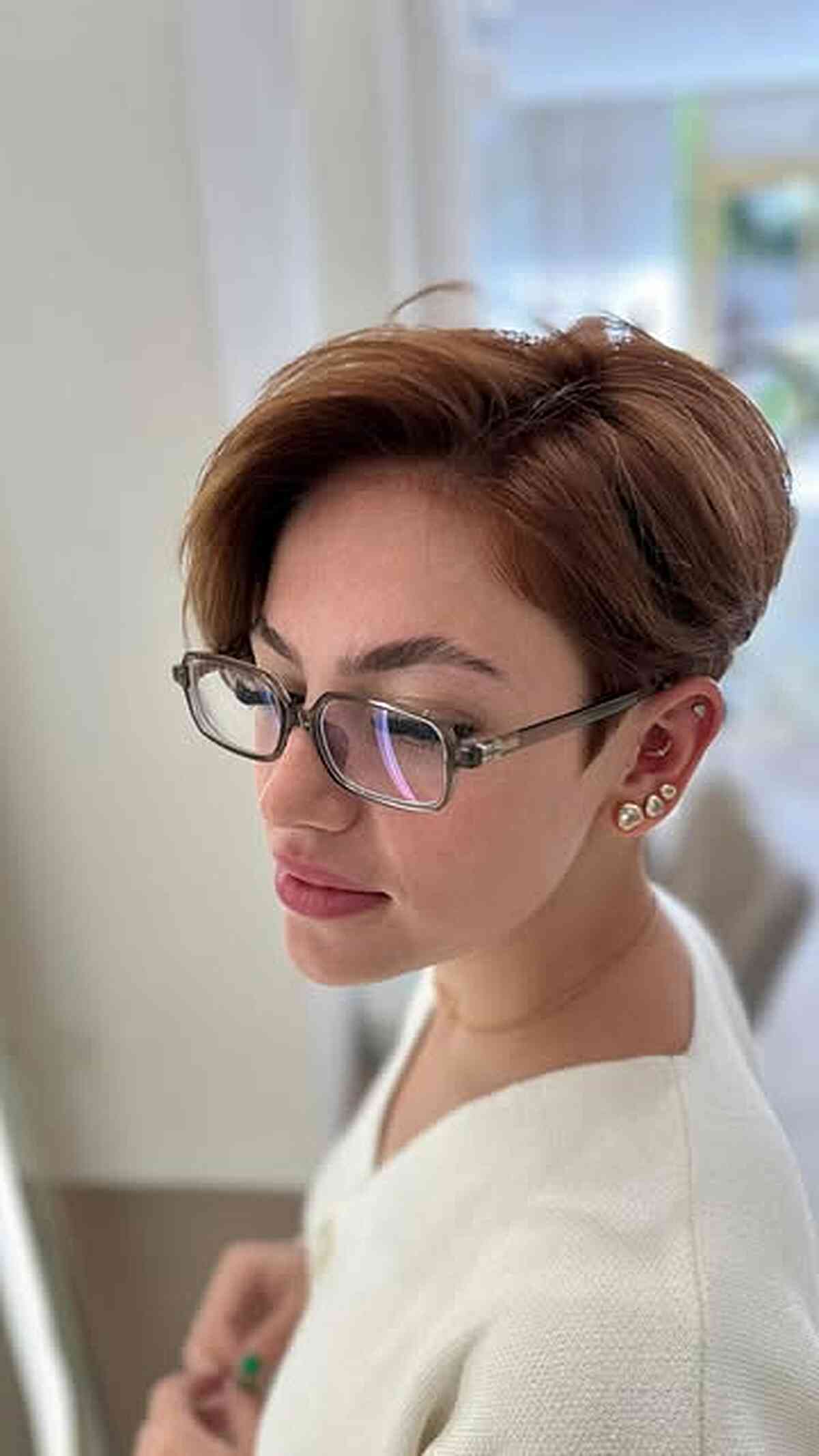 Modern Side Part Layered Pixie Cut