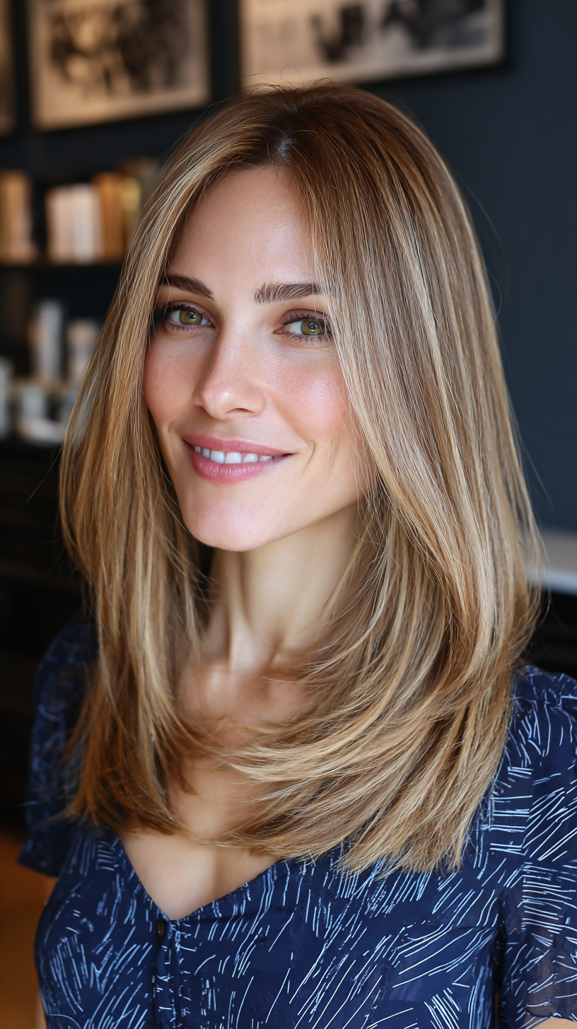 Radiant Long Layered Cut with Face-Framing Highlights