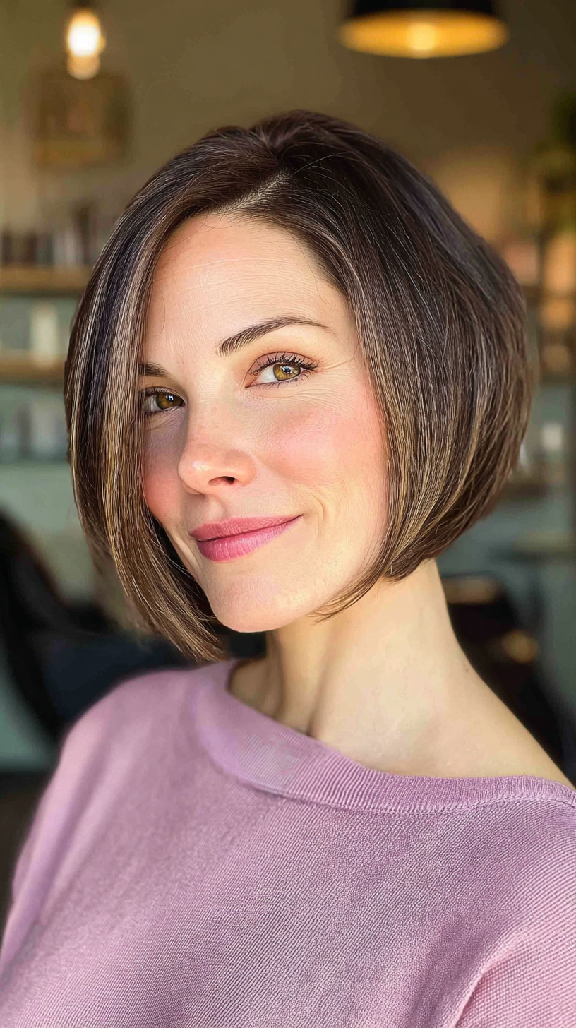 Stylish Asymmetrical Bob with Subtle Layering