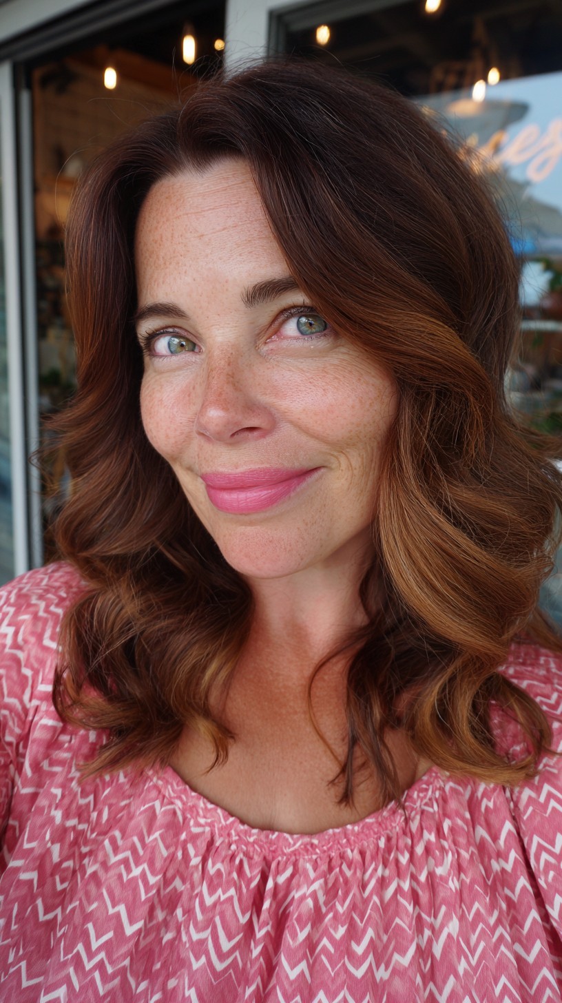 Auburn Waves with Luminous Curls