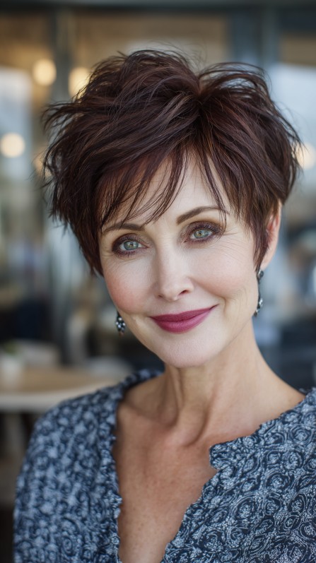 Bold Chocolate Brushed-Up Pixie