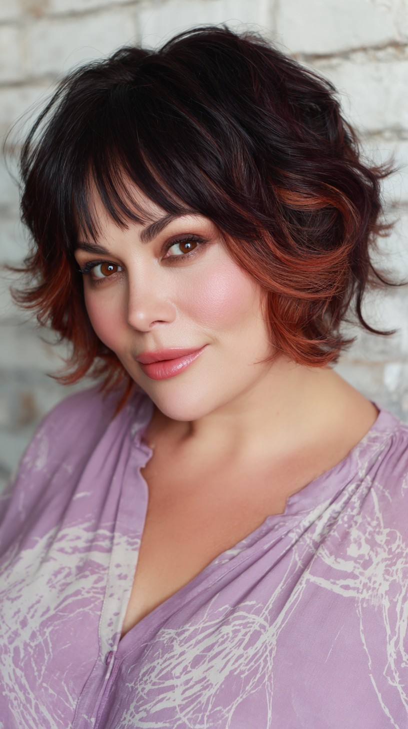 Bold Red and Black Textured Bob with Peek-a-Boo Highlights