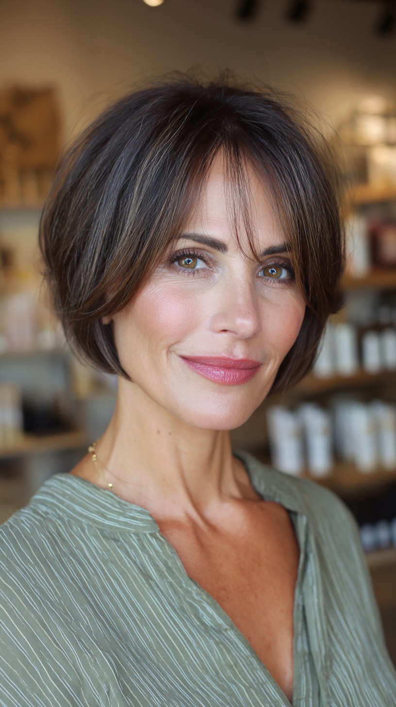 Brunette Textured Wave with Contoured Edges