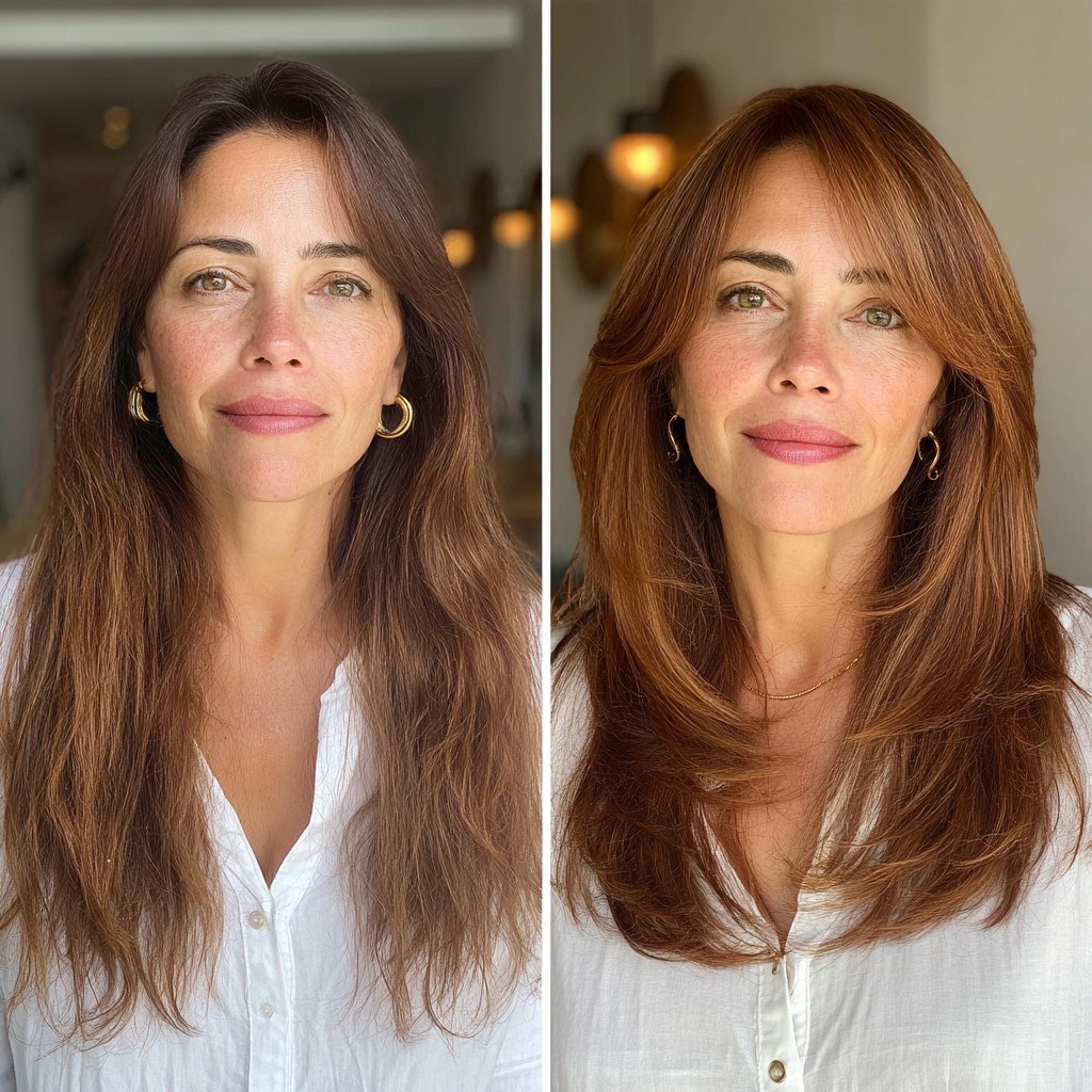 Burnished Auburn Transformation with Soft Framing Layers