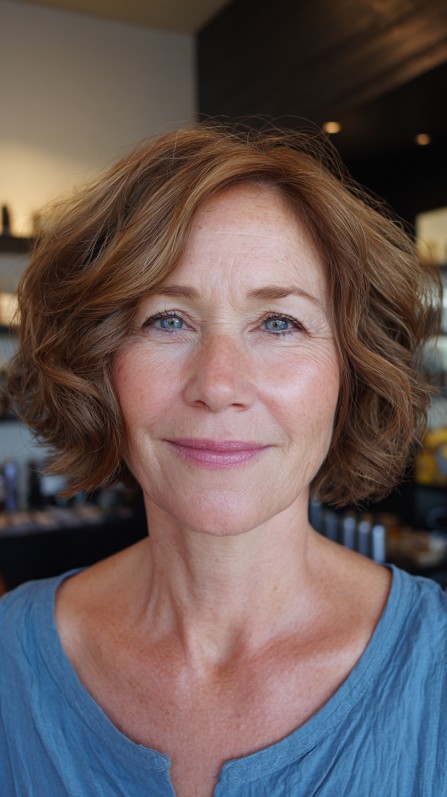 Charming Caramel Swirl Bob with Loose Waves