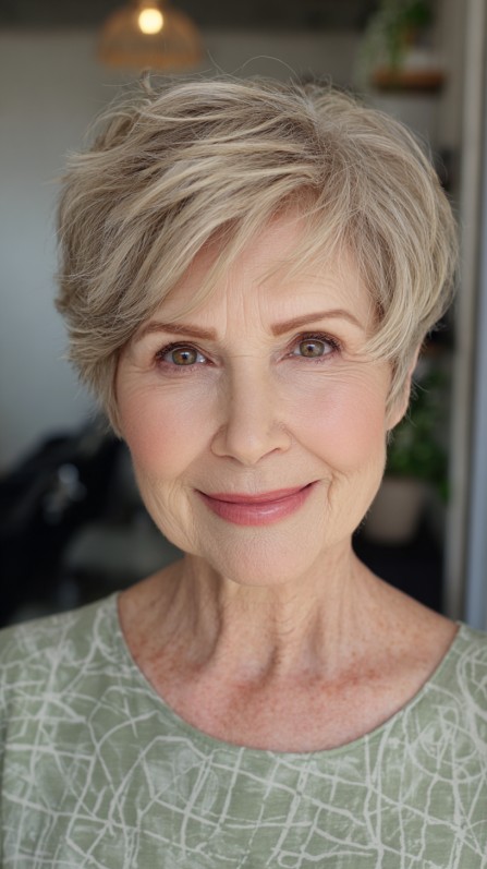 Charming Light Ash Blonde Feathered Cut