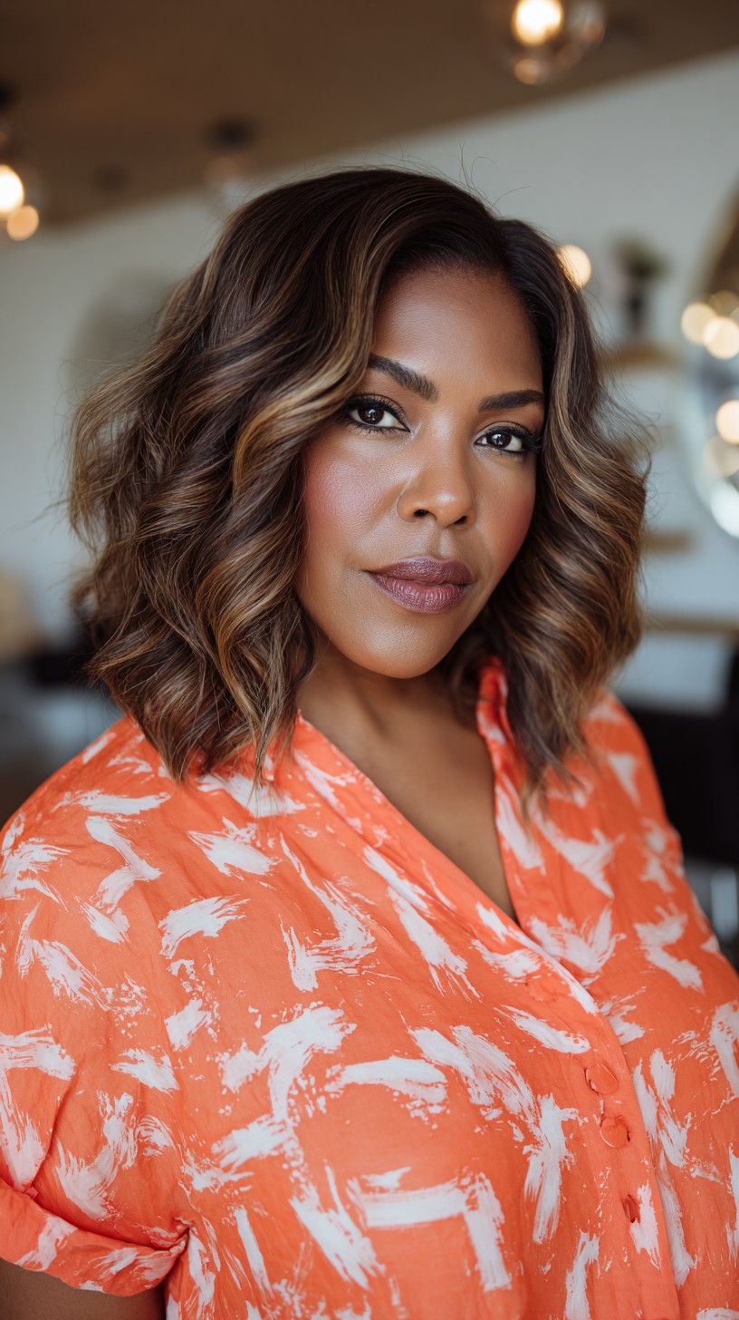 Chic Chestnut Swirls with Golden Highlights