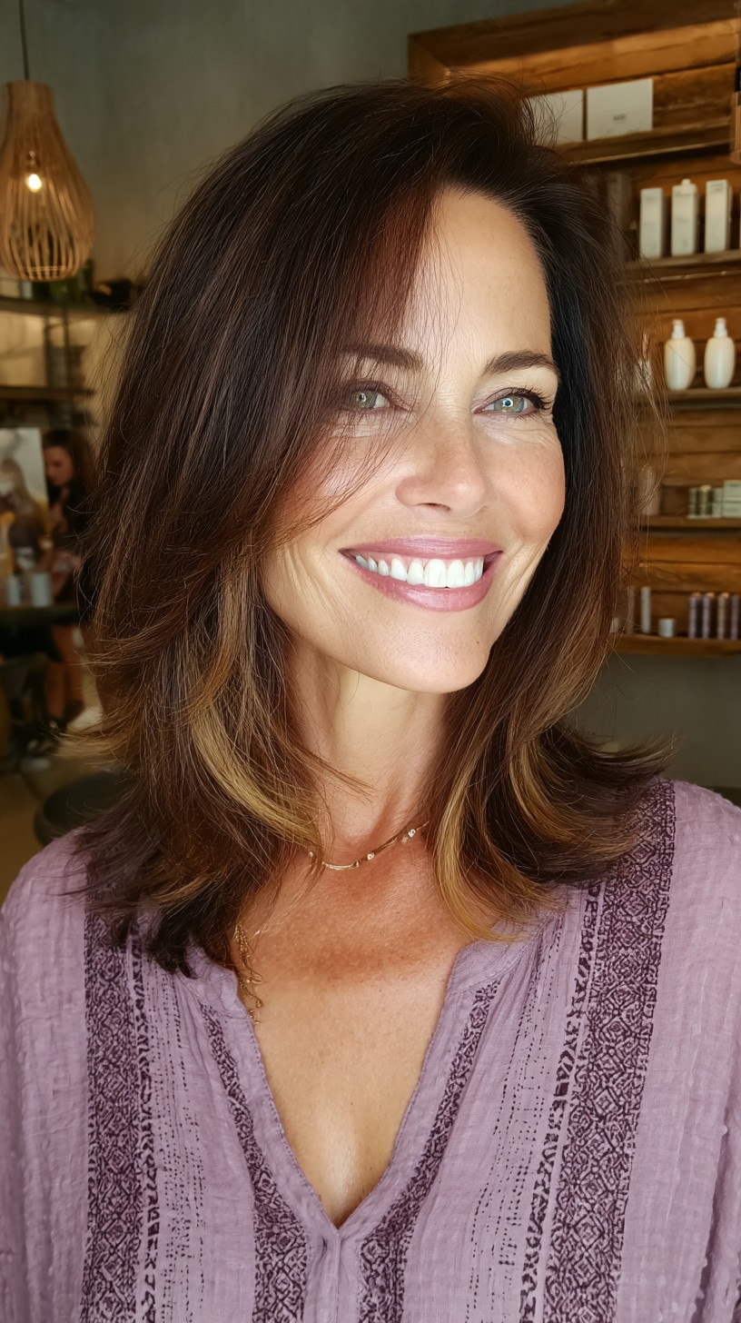 Chic Espresso Balayage with Soft Layering