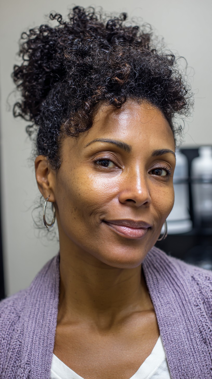 Chic Short Curly Top with Tapered Sides