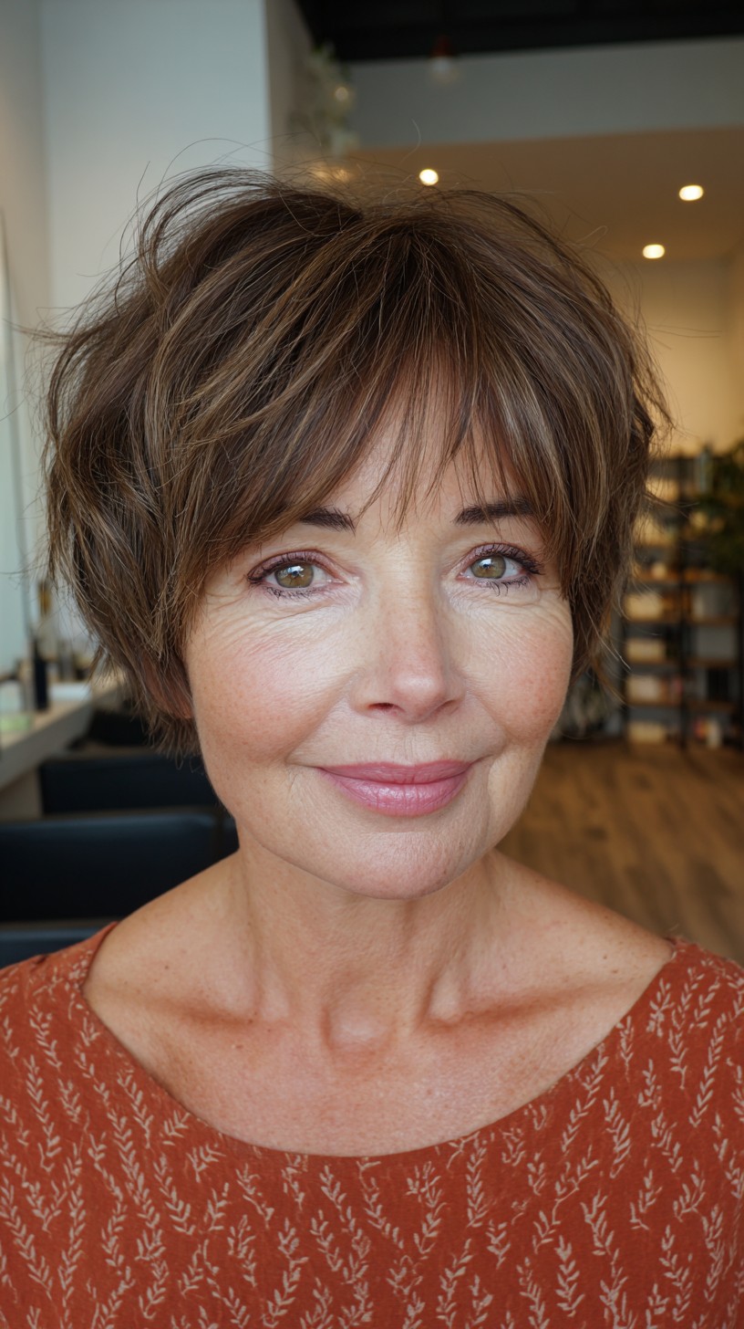 Chic Tousled Layered Bob for Mature Women