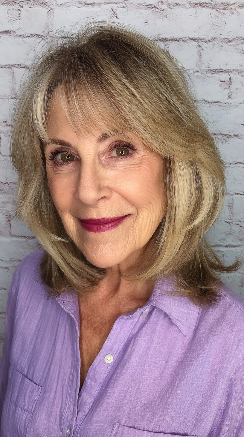 Classic Blonde Layered Cut for Mature Elegance