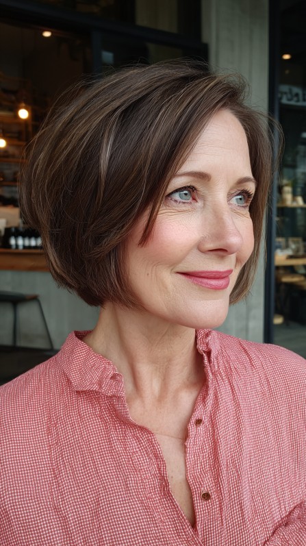 Classic Chestnut Bob with Soft Contours