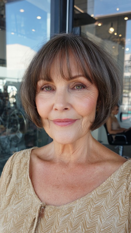 Classic Rounded Bob with Soft Bangs for Fine Hair