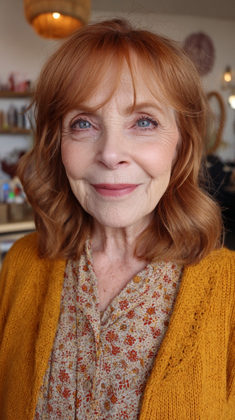 Copper Tousled Bob with Soft Bangs