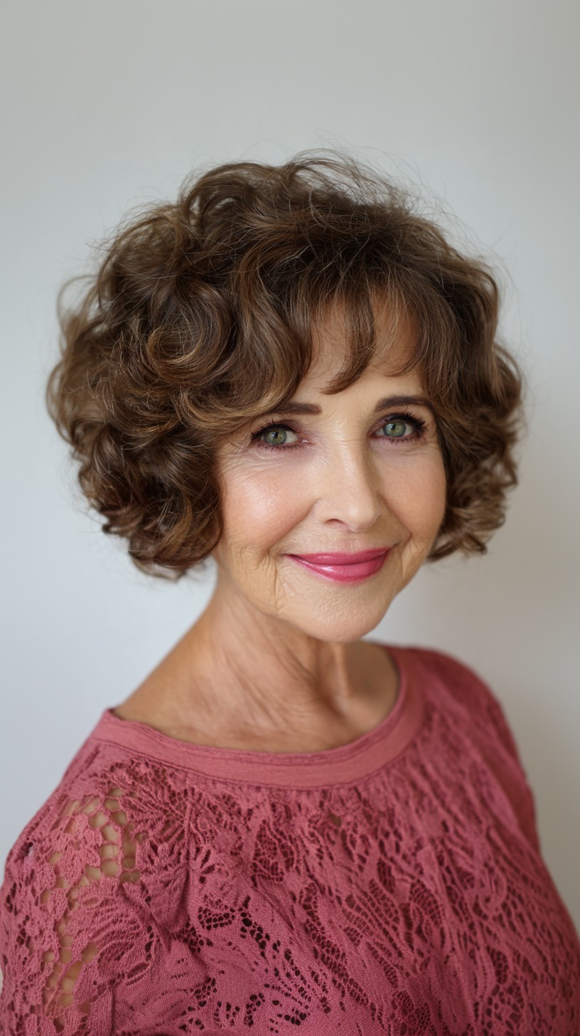 Curled Chocolate Bob with Face-Enhancing Highlights