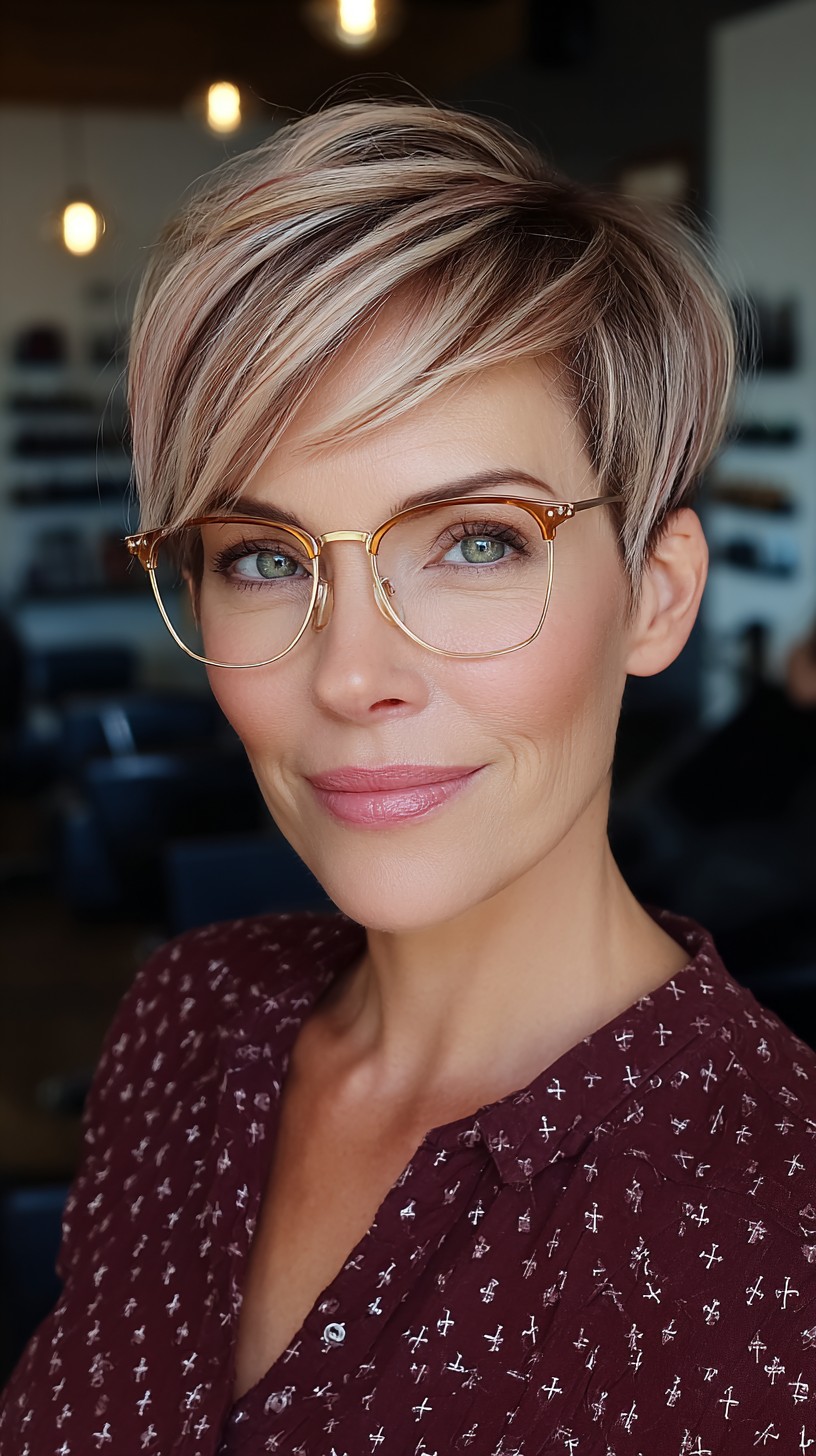 Edgy Platinum-Blonde Pixie with Textured Layers