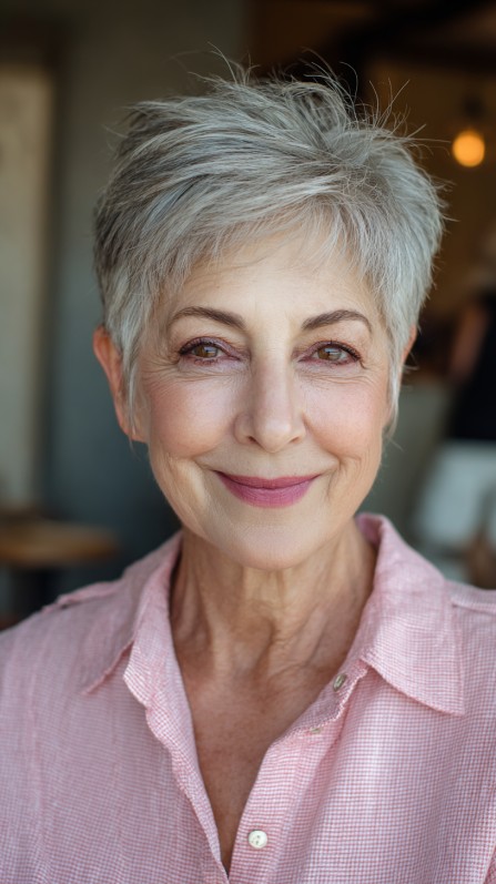 Effortless Gray Pixie with Subtle Texture