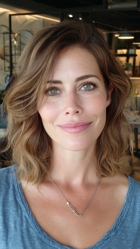 Effortless Light-Brown Waves with Subtle Highlights