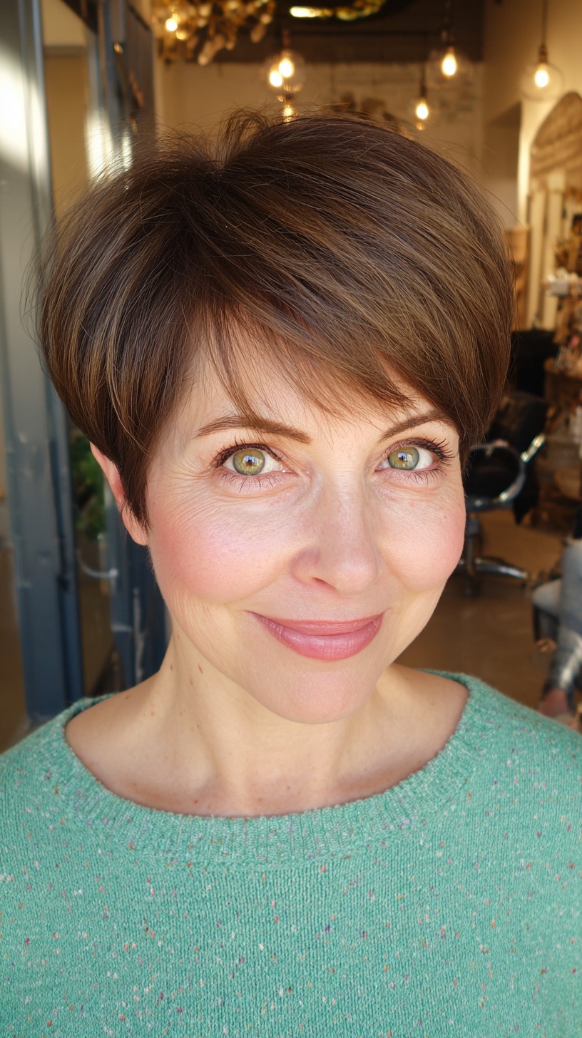 Elegant Layered Pixie with Subtle Volume