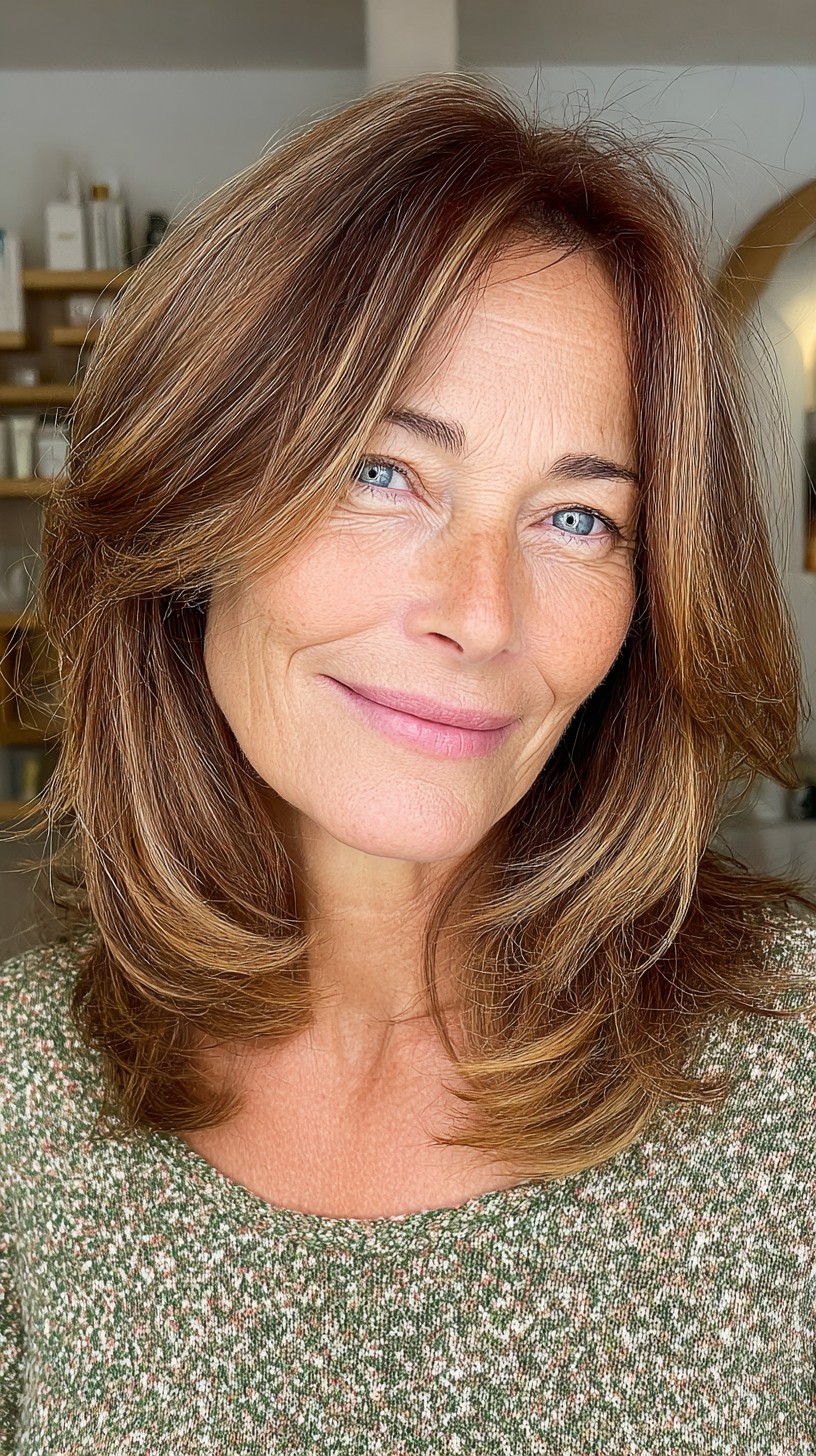 Elegant Mocha Brunette Waves with Subtle Highlights