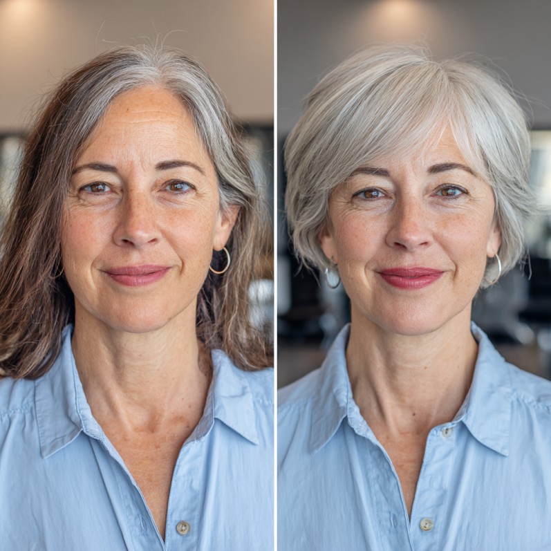 Elegant Silver Bob with Textured Waves