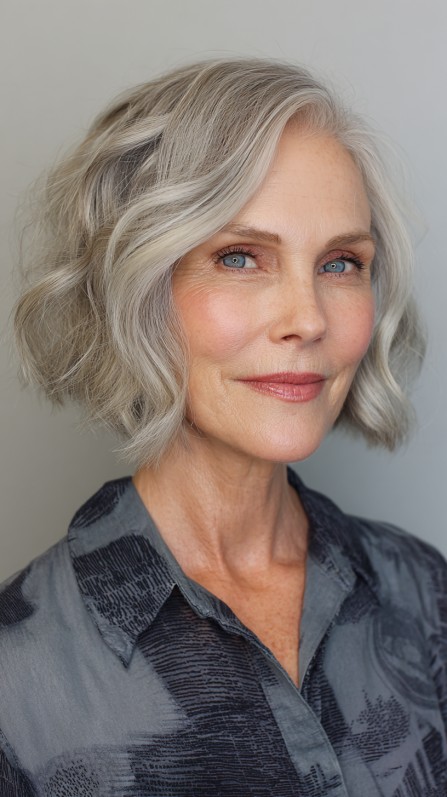 Elegant Silver Waves with Soft Layering