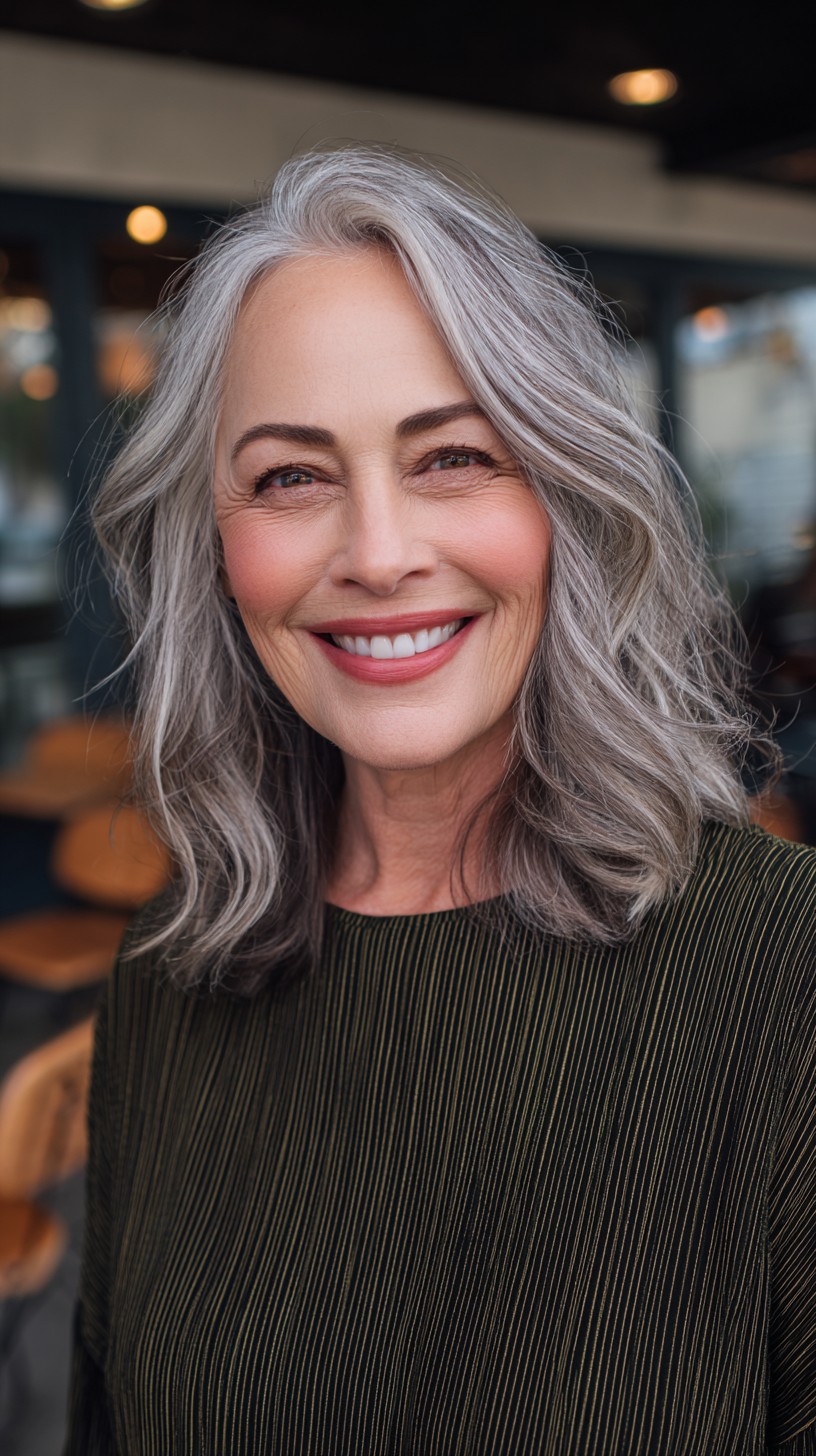 Flowing Silver Waves with Natural Texture