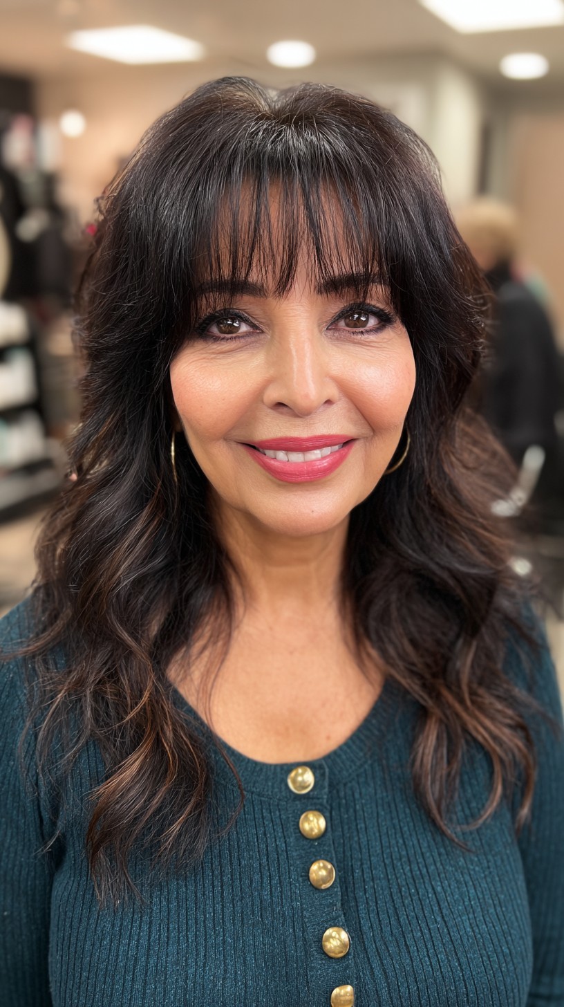 Glossy Ebony Waves with Caramel Accents