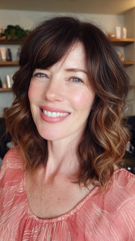 Lush Chestnut Waves with Soft Layering