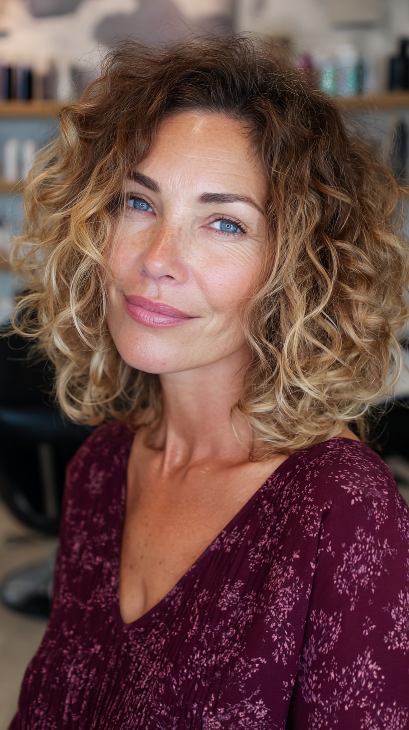 Lush Natural Blonde Curly Bob