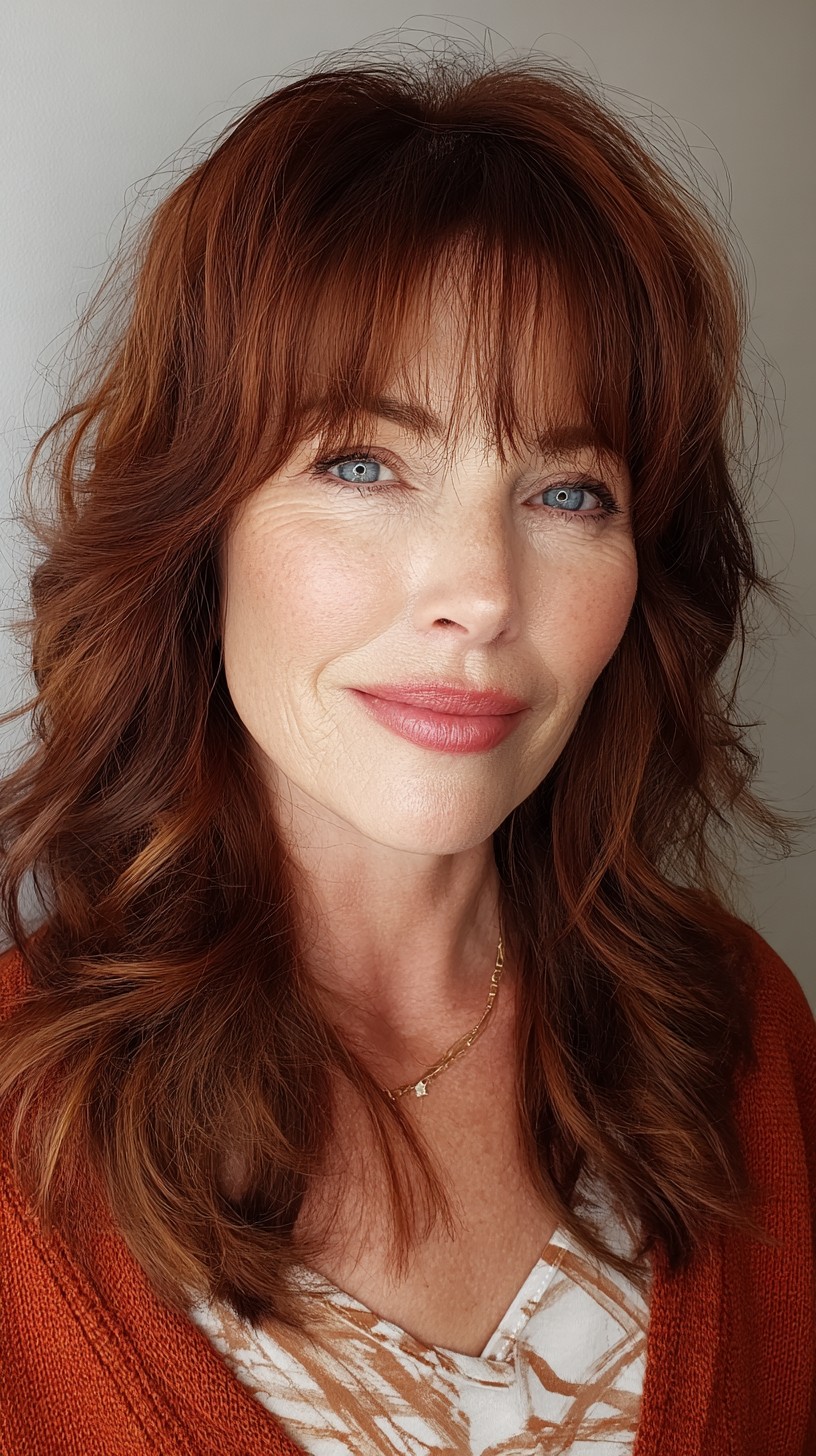 Luxurious Auburn Waves with Soft Volume