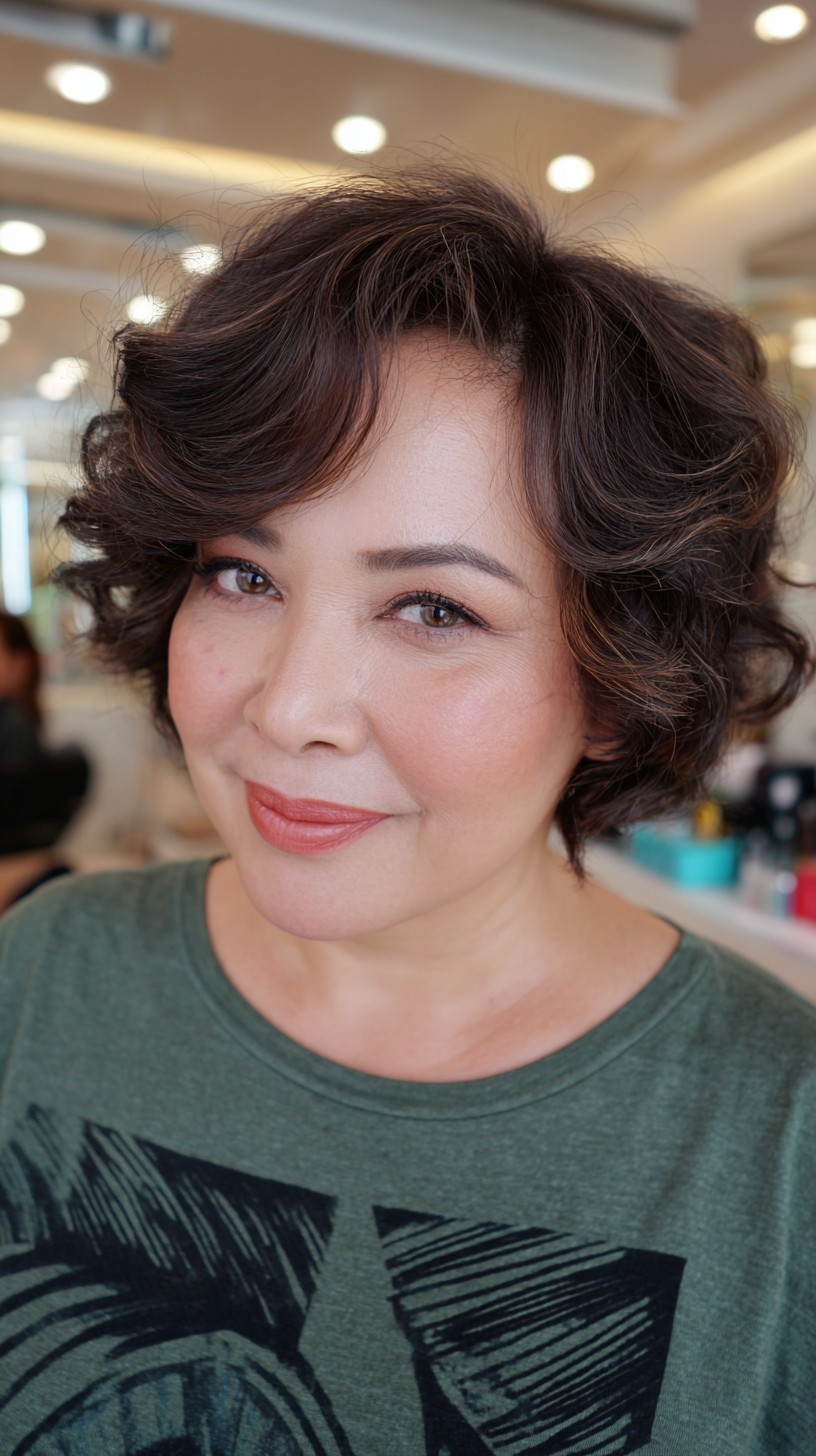 Playful Brunette Curls with Voluminous Texture