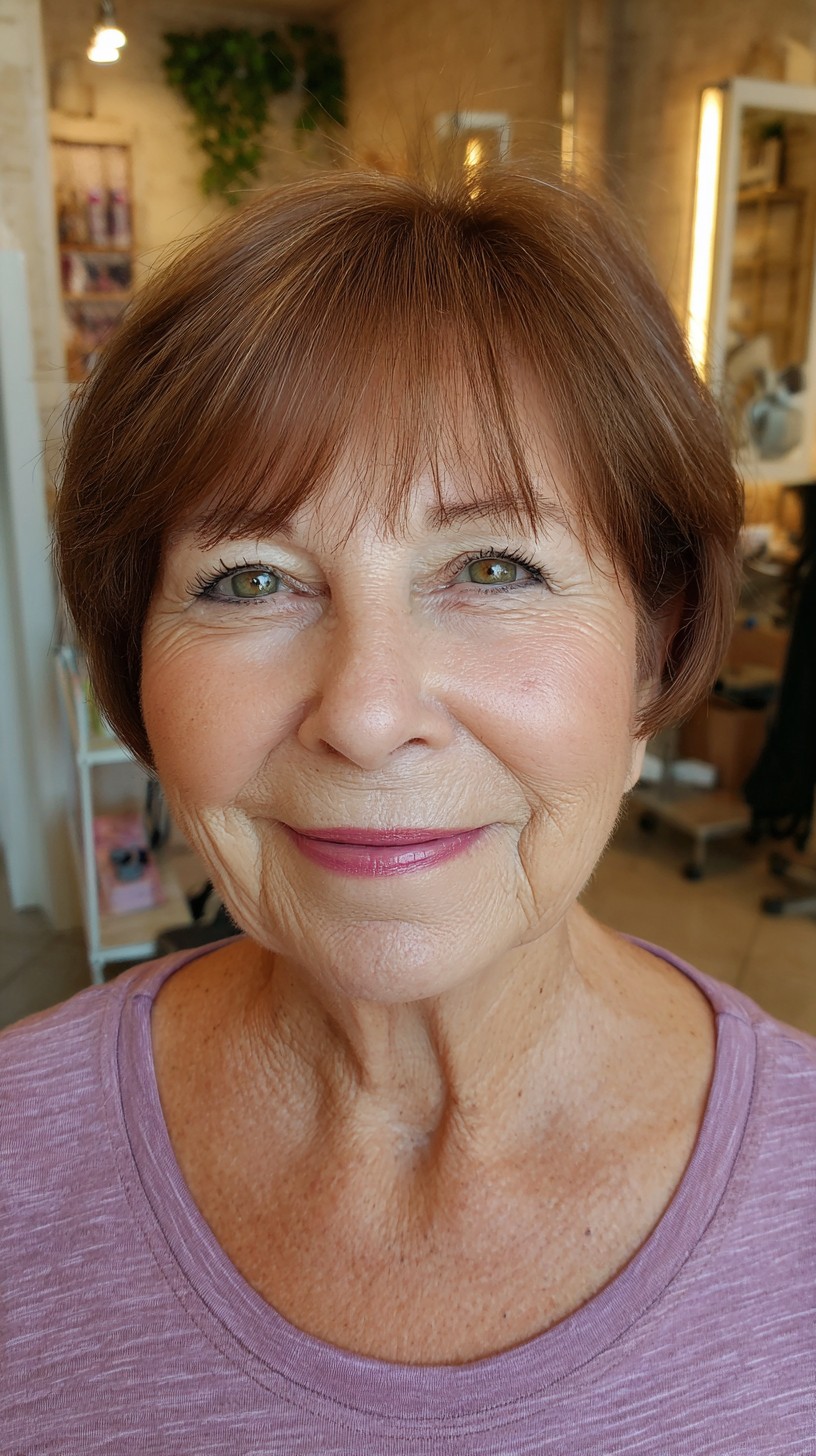 Polished Auburn Bob with Delicate Face-Framing