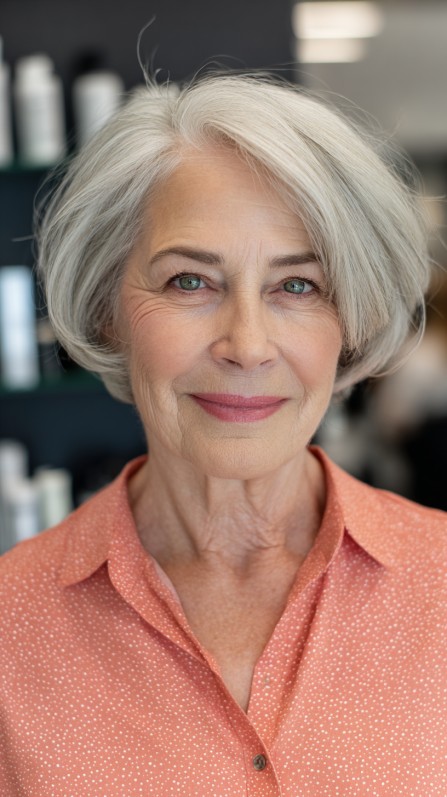 Polished Silver Layered Crop for Graceful Aging