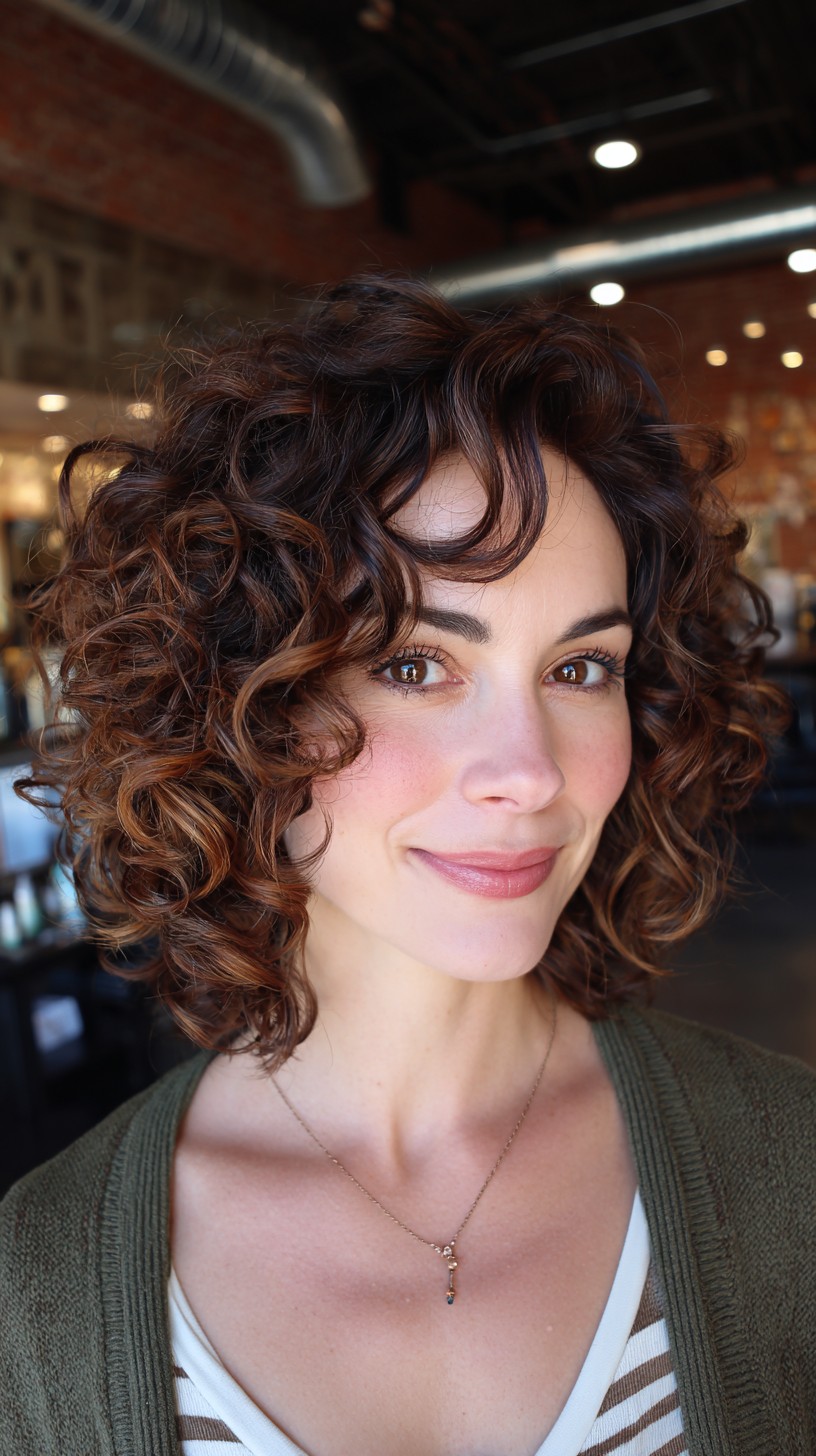 Rich Auburn Bouncy Shoulder-Length Curls