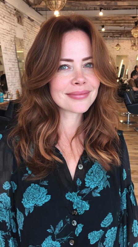 Rich Auburn Waves with Soft Layering