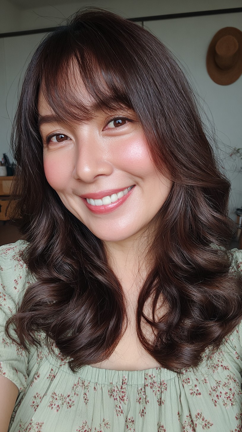 Rich Chocolate Waves with Delicate Feathered Layers