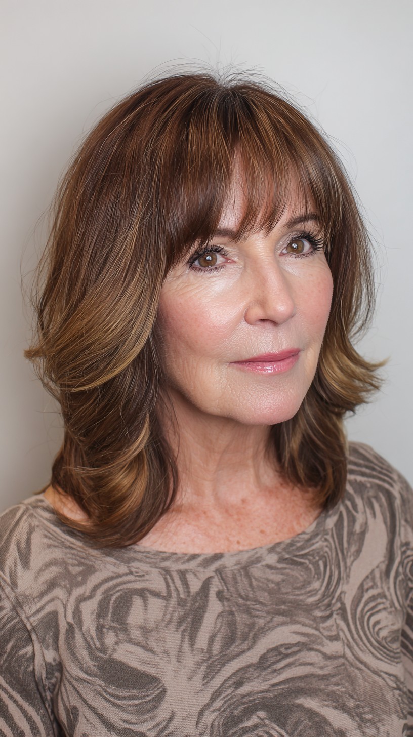 Rich Cinnamon Shoulder Sweep with Soft Fringe