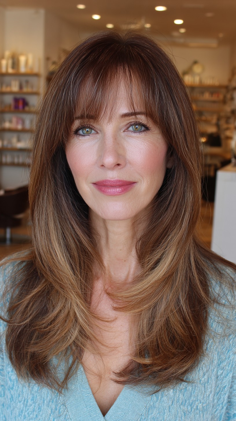 Seamless Brunette Blend with Soft Fringe