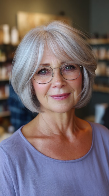 Silver Elegance with Soft Face-Framing Layers