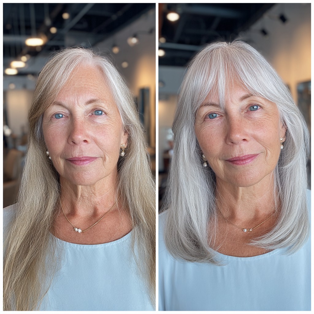 Silver Sleek Shag with Soft Fringing