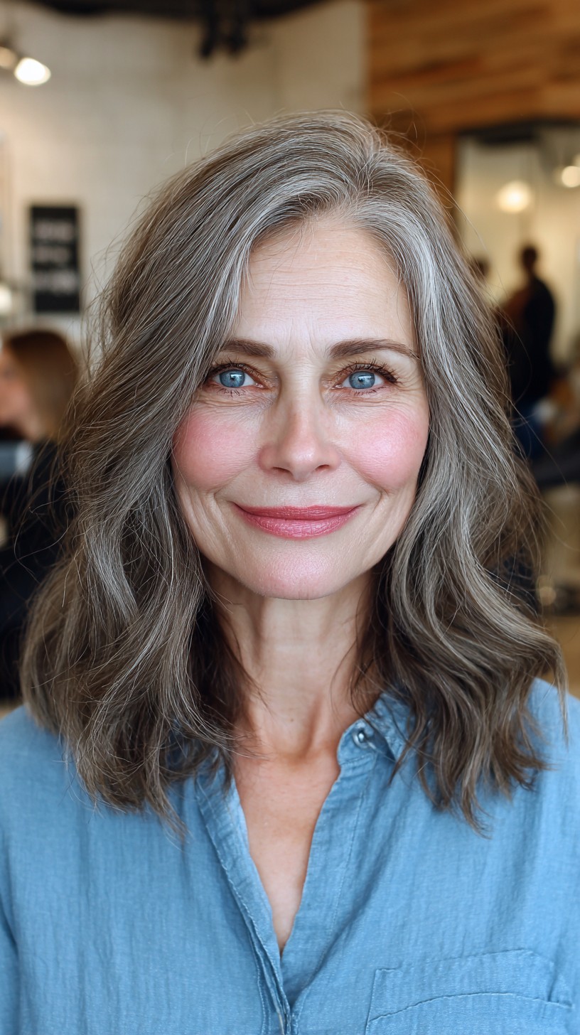 Silver Waves with Peek-a-Boo Charcoal Layers