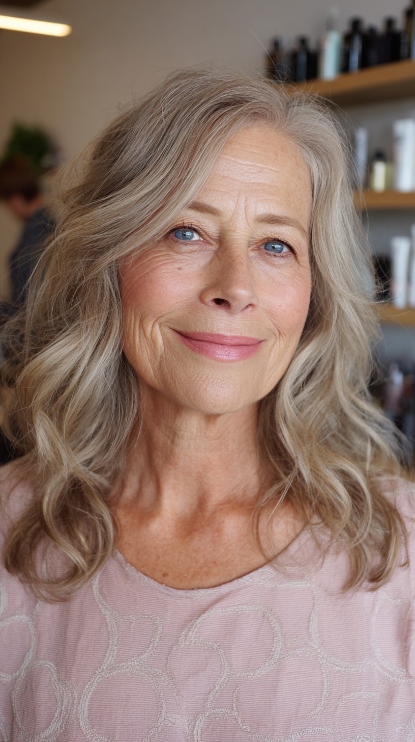 Silvery Blonde Waves with Soft Texturing